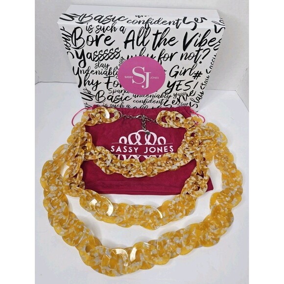 Sassy Jones Jewelry - Sassy Jones Zaria Luxe Chain Lemon, Layered Neclace In Box W/ Dust Bag